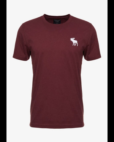 ABERCROMBIE&FITCH Bordowa Koszulka Duże Białe Logo