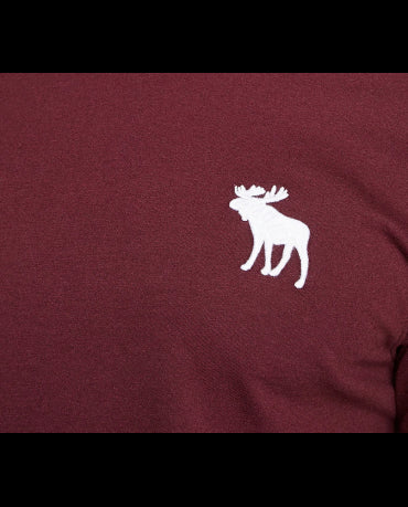 ABERCROMBIE&FITCH Bordowa Koszulka Duże Białe Logo