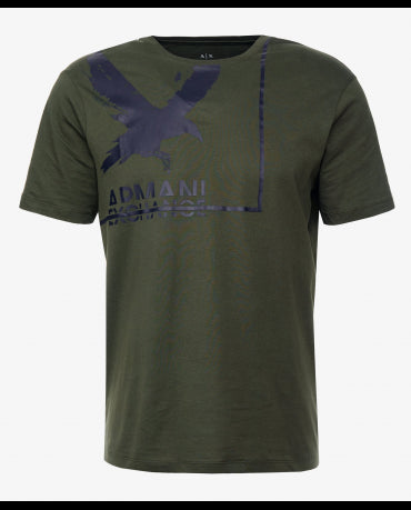 ARMANI EXCHANGE Zielona Koszulka O-neck klasyczna