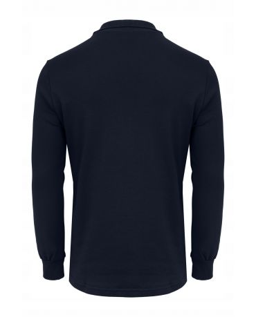 BONEYARD Męski Granatowy Gruby Longsleeve Polo Klasyk Haft
