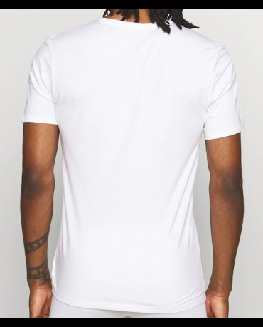 Calvin Klein Biały T-Shirt Serek V-Neck Logo CK