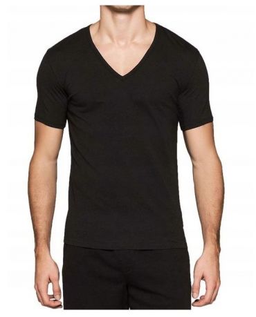 Calvin Klein Black V-Neck Białe Logo