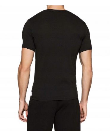 CALVIN KLEIN Czarny T-shit Serek Logo Na Piersi CK