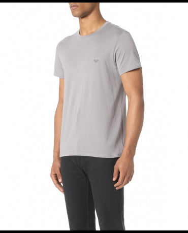 EMPORIO ARMANI Szara Koszulka O-neck klasyczna