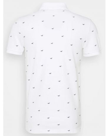 HOLLISTER California Białe Polo Męskie We Wzory