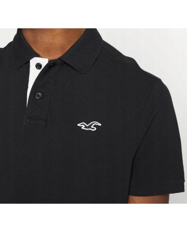 HOLLISTER California Czarne Klasyczne Polo