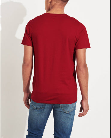 HOLLISTER California Red Tshirt Czerwony V-Neck