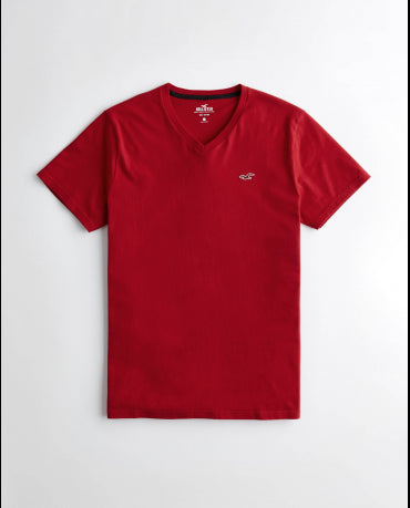 HOLLISTER California Red Tshirt Czerwony V-Neck