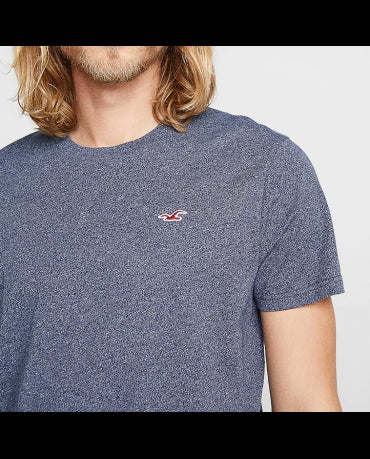 HOLLISTER California Navy Texture Tshirt Granatowa Tekstura O-Neck