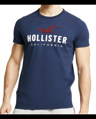 HOLLISTER California Navy Tshirt Granatowy O-Neck Duże Logo