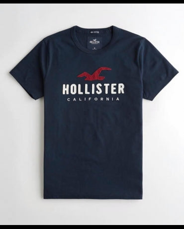 HOLLISTER California Navy Tshirt Granatowy O-Neck Duże Logo