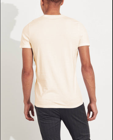 HOLLISTER California Cream Tshirt Kremowy O-Neck