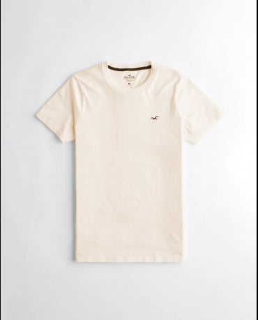 HOLLISTER California Cream Tshirt Kremowy O-Neck