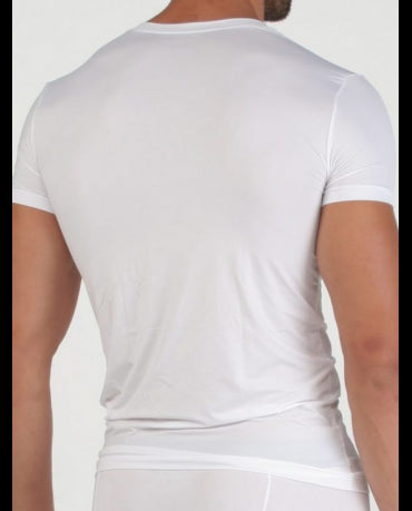 EMPORIO ARMANI Biała Koszulka V-neck Slimowana Dopasowana