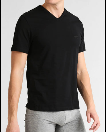 HUGO BOSS Czarna Koszulka V-neck Klasyczna