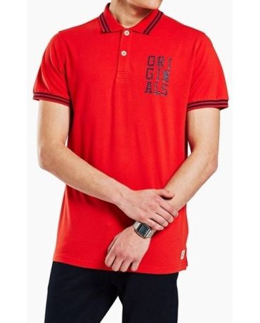 JACK & JONES CZERWONA KOSZULKA POLO S