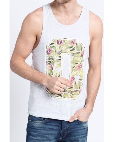 JACK & JONES JASNO-SZARA KOSZULKA BEZ RĘKAWÓW TANK TOP