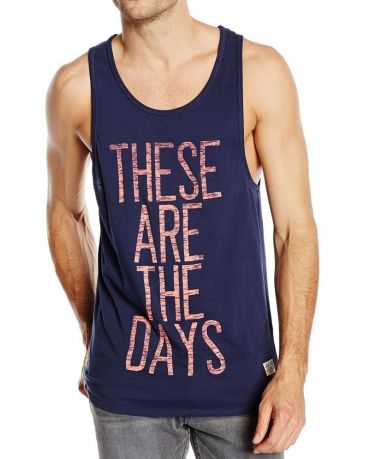 JACK & JONES NAPISY GRANATOWA KOSZULKA BEZ RĘKAWÓW TANK TOP