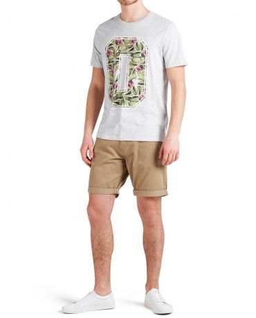 JACK & JONES SZARA KOSZULKA Z GRAFIKĄ FAUNA MOTYW
