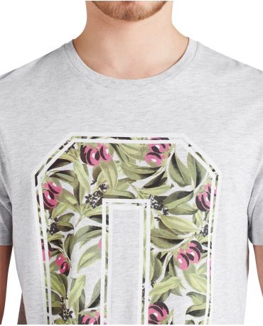 JACK & JONES SZARA KOSZULKA Z GRAFIKĄ FAUNA MOTYW