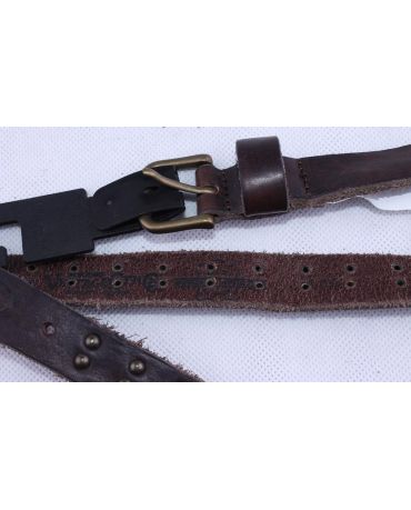 JACK & JONES WĄSKI SKÓRZANY BRĄZOWY PASEK 105