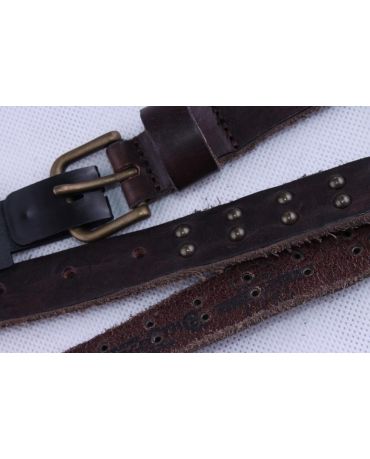 JACK & JONES WĄSKI SKÓRZANY BRĄZOWY PASEK 105