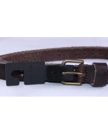 JACK & JONES WĄSKI SKÓRZANY BRĄZOWY PASEK 105