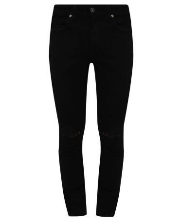 Jack&Jones Czarne Męskie Jeansy z Dziurami Dopasowane