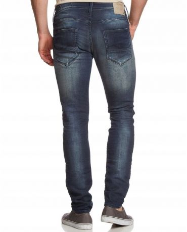 Jack&Jones Indigo Jeansy Slim Fit Przetarcia Męskie