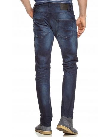 Jack&Jones Jeansy Granatowe Destroyed Denim Przetarcia Slim Fit