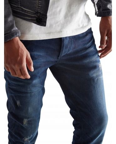 Jack&Jones Jeansy Granatowe Destroyed Denim Przetarcia Slim Fit