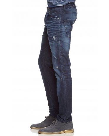 Jack&Jones Jeansy Granatowe Destroyed Denim Przetarcia Slim Fit