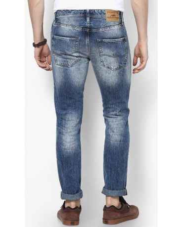 Jack&Jones Niebieskie Jeansy Przetarcia Łaty Slim Fit