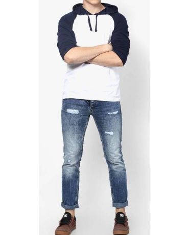 Jack&Jones Niebieskie Jeansy Przetarcia Łaty Slim Fit