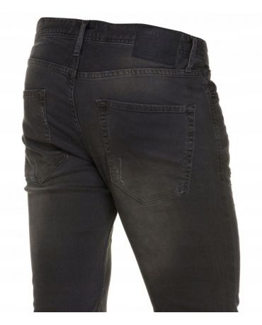 Jack&Jones Szare Jeansy Męskie Przetarcia Dziury Slim Fit