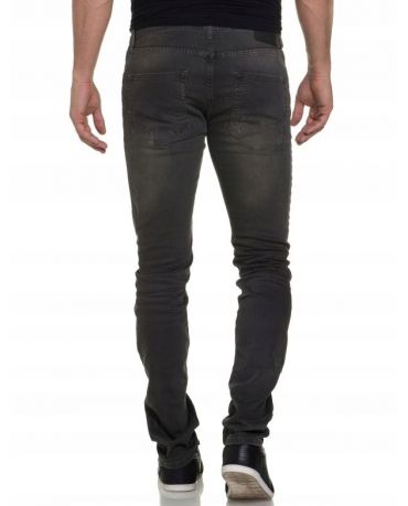Jack&Jones Szare Jeansy Męskie Przetarcia Dziury Slim Fit
