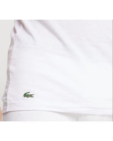 LACOSTE Biała Koszulka O-neck Slim Fit Klasyk