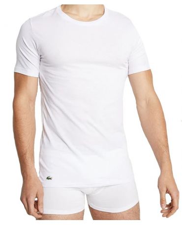 LACOSTE Biała Koszulka O-neck Slim Fit Klasyk