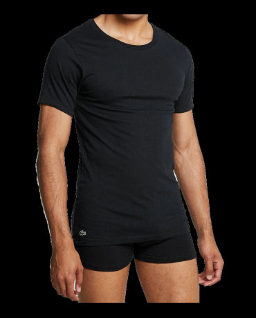 LACOSTE Czarna Koszulka O-neck Slim Fit Klasyk