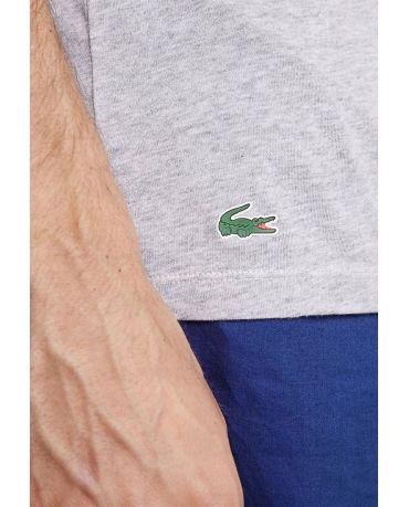 LACOSTE Szara Koszulka O-neck Slim Fit Klasyk