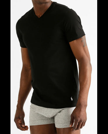 POLO RALPH LAUREN Czarna Koszulka V-neck Klasyczna