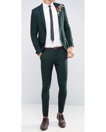 SELECTED _ Ciemno Zielone Spodnie Wizytowe Skinny Fit 36/32