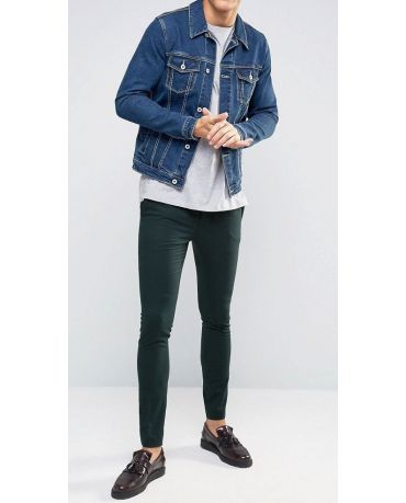 SELECTED _ Ciemno Zielone Spodnie Wizytowe Skinny Fit 36/32