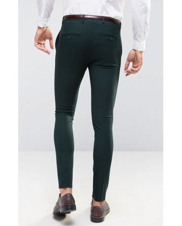 SELECTED _ Ciemno Zielone Spodnie Wizytowe Skinny Fit 36/32