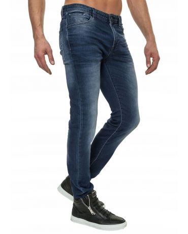 Selected Homme Granatowe Elastyczne Jeansy wygodne Slim Fit
