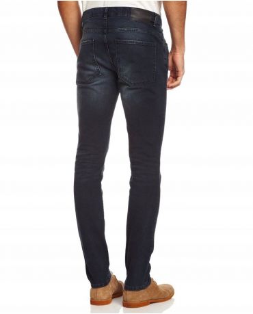 Selected Homme Granatowe Rurki Jeansy Przejaśnienia