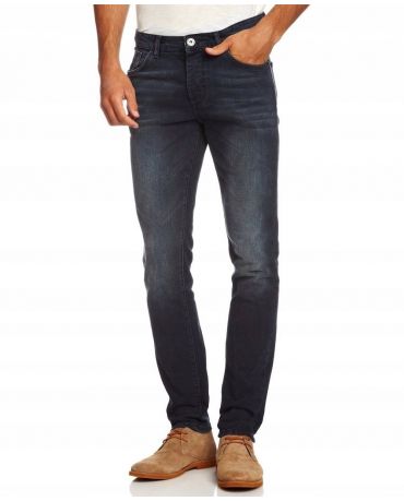 Selected Homme Granatowe Rurki Jeansy Przejaśnienia