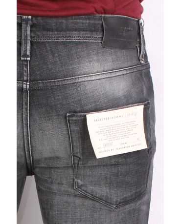 Selected Homme Szare Rurki Męskie Jeansy Skinny Fit