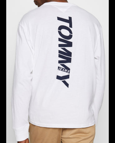 TOMMY JEANS Biały Longsleeve _ Logo Na Plecach