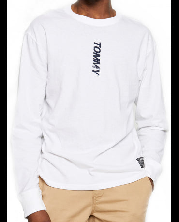 TOMMY JEANS Biały Longsleeve _ Logo Na Plecach
